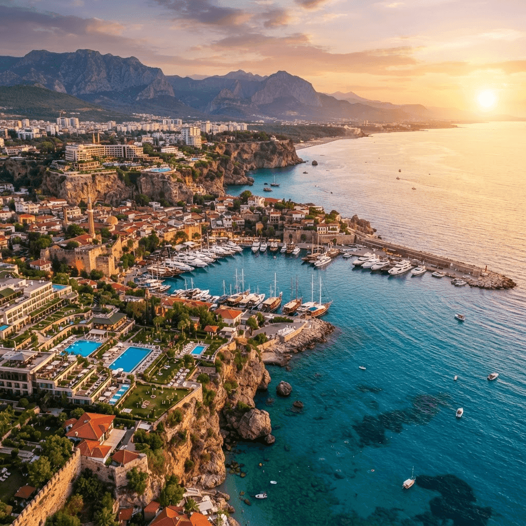 Aerial view of the Antalya coastline in Turkey